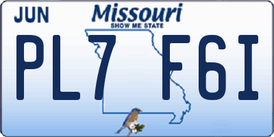 MO license plate PL7F6I