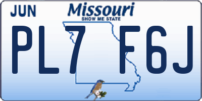 MO license plate PL7F6J