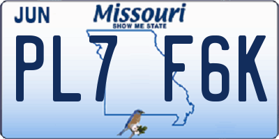 MO license plate PL7F6K