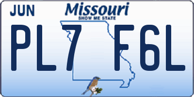 MO license plate PL7F6L