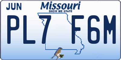 MO license plate PL7F6M