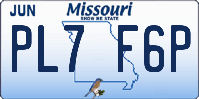 MO license plate PL7F6P