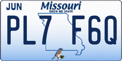 MO license plate PL7F6Q