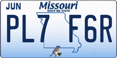 MO license plate PL7F6R