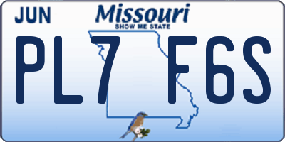 MO license plate PL7F6S