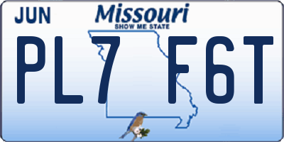 MO license plate PL7F6T