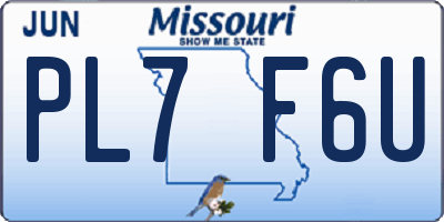 MO license plate PL7F6U