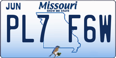 MO license plate PL7F6W