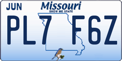 MO license plate PL7F6Z