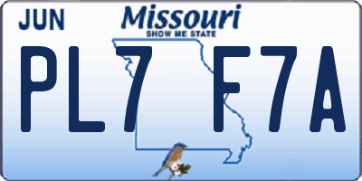 MO license plate PL7F7A