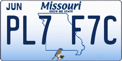 MO license plate PL7F7C