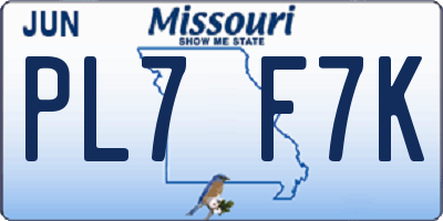 MO license plate PL7F7K