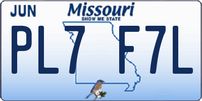 MO license plate PL7F7L
