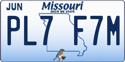 MO license plate PL7F7M