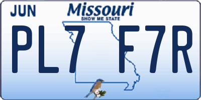 MO license plate PL7F7R