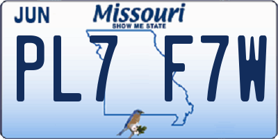 MO license plate PL7F7W