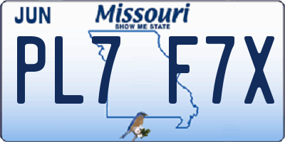 MO license plate PL7F7X