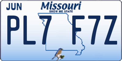 MO license plate PL7F7Z