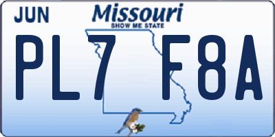 MO license plate PL7F8A