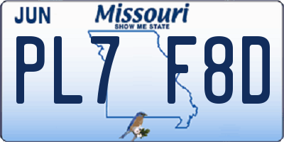 MO license plate PL7F8D