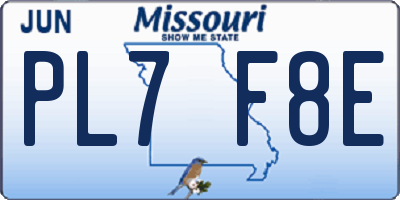MO license plate PL7F8E