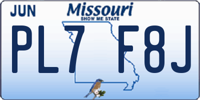 MO license plate PL7F8J