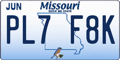 MO license plate PL7F8K
