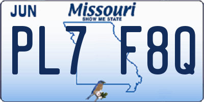 MO license plate PL7F8Q