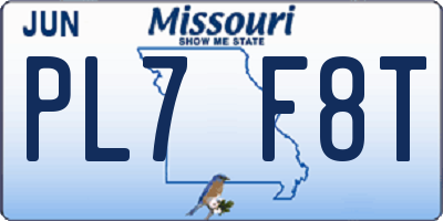 MO license plate PL7F8T