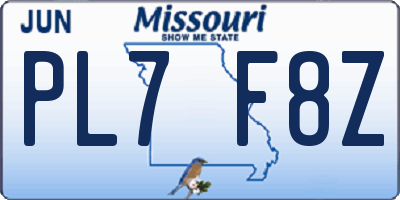 MO license plate PL7F8Z