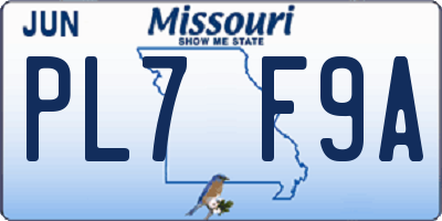 MO license plate PL7F9A