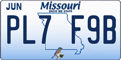 MO license plate PL7F9B