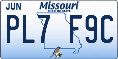 MO license plate PL7F9C