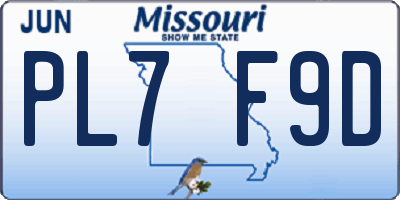 MO license plate PL7F9D