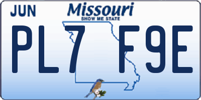 MO license plate PL7F9E