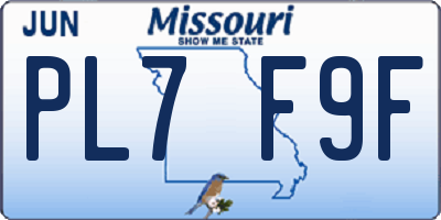 MO license plate PL7F9F
