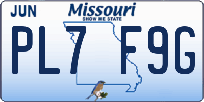 MO license plate PL7F9G
