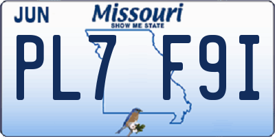 MO license plate PL7F9I