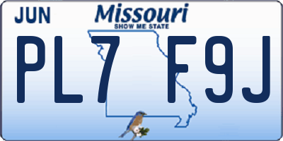 MO license plate PL7F9J