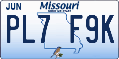 MO license plate PL7F9K