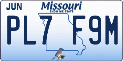 MO license plate PL7F9M