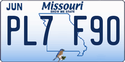 MO license plate PL7F9O