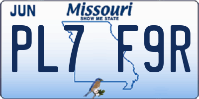 MO license plate PL7F9R