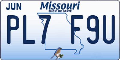 MO license plate PL7F9U