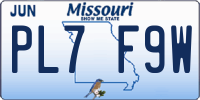MO license plate PL7F9W