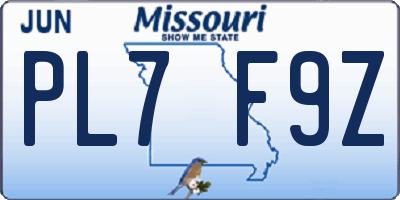 MO license plate PL7F9Z