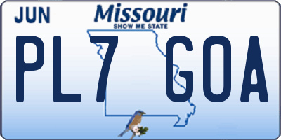 MO license plate PL7G0A