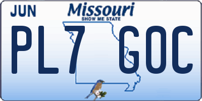 MO license plate PL7G0C