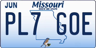 MO license plate PL7G0E