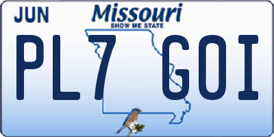 MO license plate PL7G0I